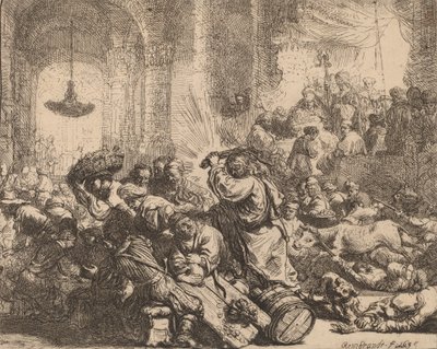 Kristus driver pengevekslerne fra tempelet, 1635. av Rembrandt van Rijn