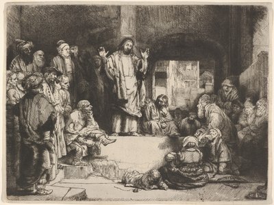 Christ Preaching, kalt La Petite Tombe, ca. 1657. av Rembrandt van Rijn