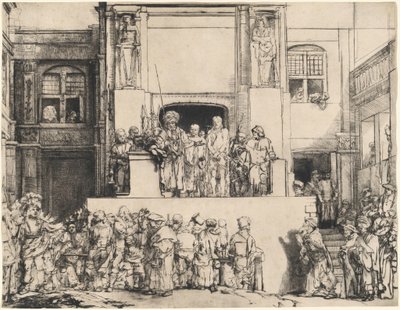 Kristus blir presentert for folket: avlang tallerken av Rembrandt van Rijn