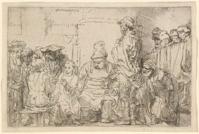 Kristus sitter og diskuterer med de skriftlærde av Rembrandt van Rijn