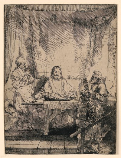 Kristus ved Emmaus: The Larger Plate av Rembrandt van Rijn