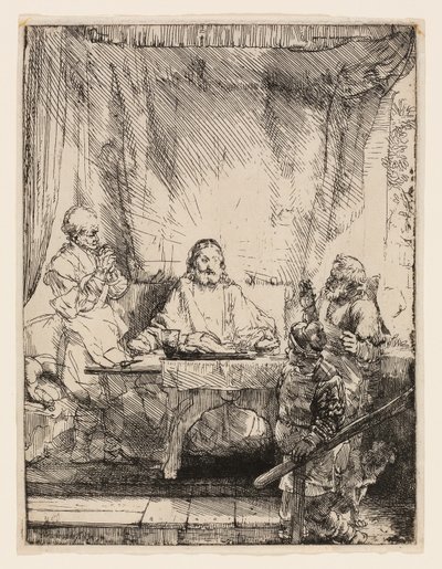 Kristus ved Emmaus: The Larger Plate av Rembrandt van Rijn