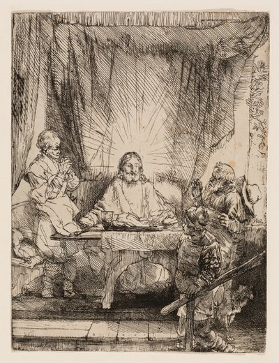 Kristus ved Emmaus: The Larger Plate av Rembrandt van Rijn