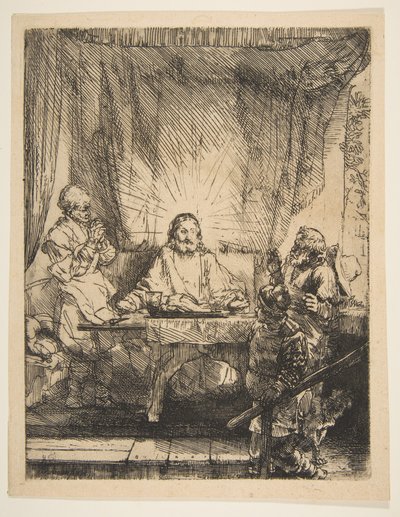 Kristus ved Emmaus: The Larger Plate, 1654. av Rembrandt van Rijn