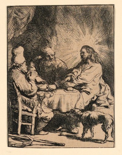 Kristus ved Emmaus: The Smaller Plate av Rembrandt van Rijn