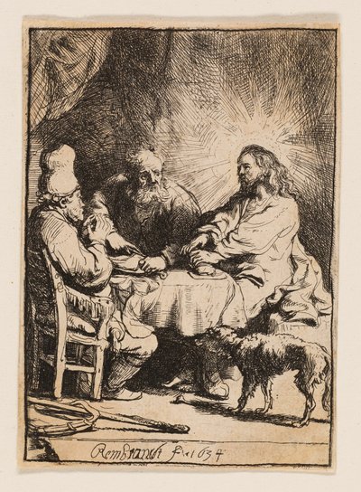 Kristus ved Emmaus: The Smaller Plate av Rembrandt van Rijn