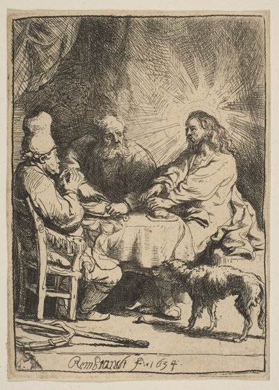 Kristus ved Emmaus: The Smaller Plate, 1634. av Rembrandt van Rijn
