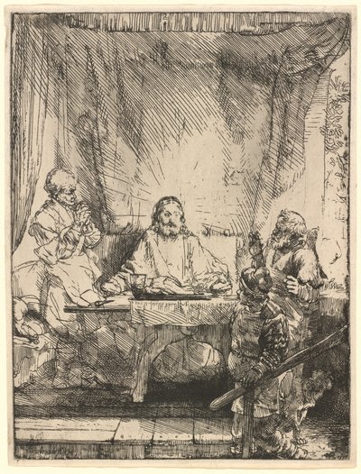 Kristus ved Emmaus: den større platen av Rembrandt van Rijn
