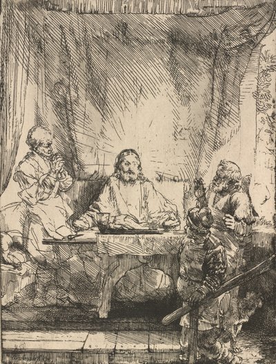 Kristus ved Emmaus: den større platen, 1654. av Rembrandt van Rijn