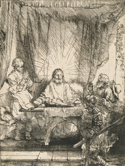 Kristus ved Emmaus: den større platen, 1654. av Rembrandt van Rijn
