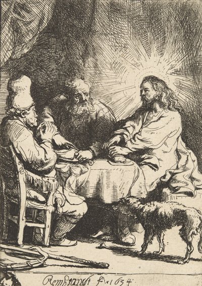 Kristus ved Emmaus: den mindre platen, 1634. av Rembrandt van Rijn