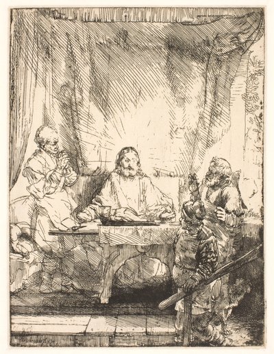 Kristus i Emmaus: den større tallerkenen av Rembrandt van Rijn
