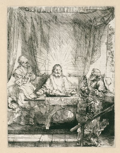 Kristus i Emmaus: den større tallerkenen av Rembrandt van Rijn