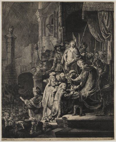 Kristus før Pilatus: stor tallerken av Rembrandt van Rijn