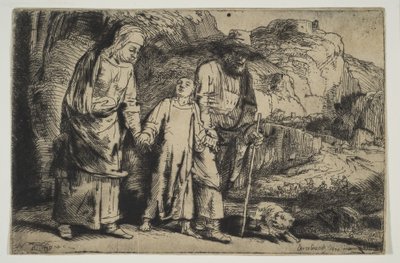 Kristus mellom sine foreldre, vender tilbake fra tempelet, 1654. av Rembrandt van Rijn
