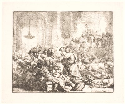 Kristus driver vekslerne fra templet av Rembrandt van Rijn