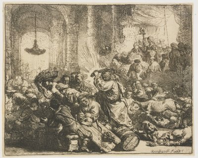 Kristus driver vekslerne fra templet av Rembrandt van Rijn