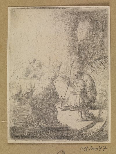 Kristus som barn og de skriftlærde. Liten tallerken av Rembrandt van Rijn