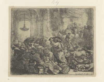 Kristus driver pengevekslerne ut av tempelet Recueil de quatre-vingt-cinq estampes originales (serietittel) av Rembrandt van Rijn