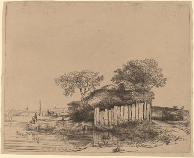 Hytte med hvit bleking av Rembrandt van Rijn