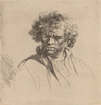 Krøllete mann med skjev munn, ca. 1635. av Rembrandt van Rijn