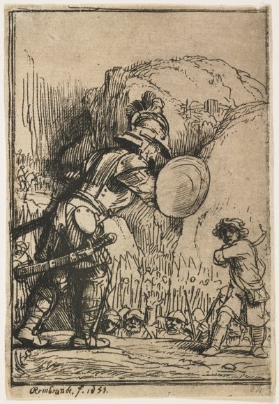 David og Goliat, 1655 av Rembrandt van Rijn