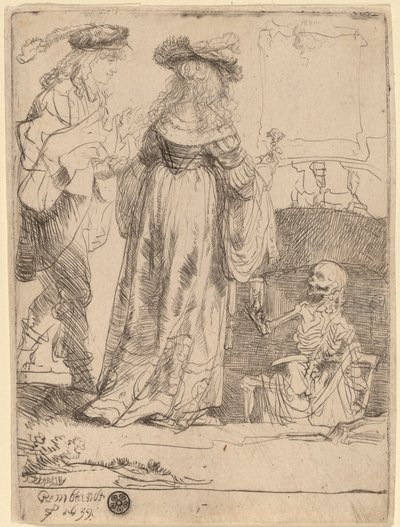 Døden viser seg for et ektepar fra en åpen grav av Rembrandt van Rijn