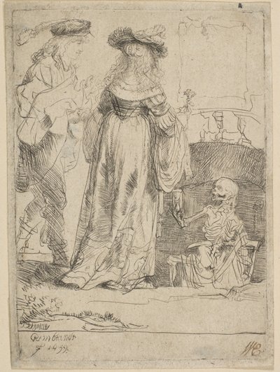 Døden som vises for et giftepar fra en åpen grav, 1639. av Rembrandt van Rijn