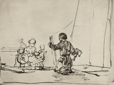 Den hellige familie på verkstedet av Rembrandt van Rijn