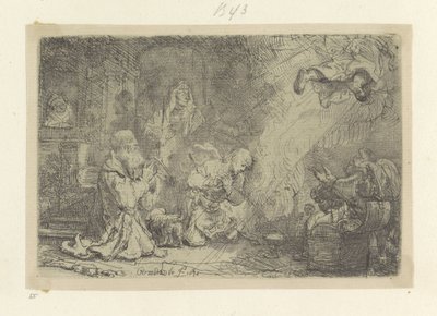 Angel forlater Tobias og familien hans Recueil de quatre-vingt-cinq estampes originales (serietittel) av Rembrandt van Rijn