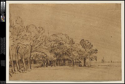 Gård under trær, ca.1650 av Rembrandt van Rijn