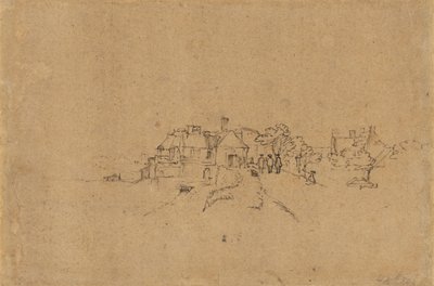 Figurer på Anthoniesdijk som kommer inn i Houtewael [verso] av Rembrandt van Rijn