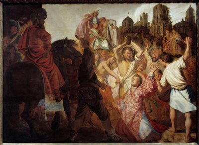 Første kristne martyr: "" Steiningen av Saint Stephen"" Maleri av Harmensz Van Rijn Rembrandt (1606-1669) 1625 Søn. 0,89x1,23 m Lyon, Musee des Beaux Arts av Rembrandt van Rijn