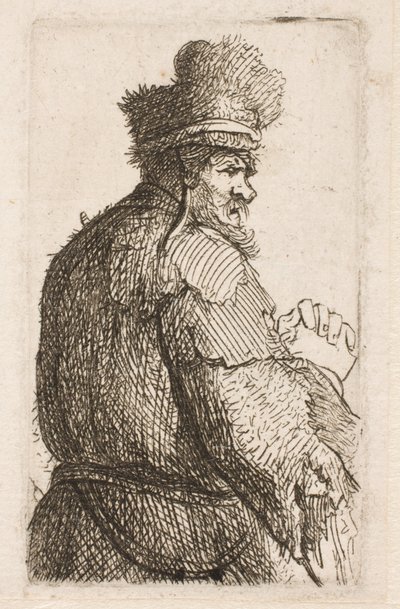 Gammel mann sett bakfra av Rembrandt van Rijn