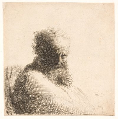 Gammel skjeggete mann. Bryst av Rembrandt van Rijn