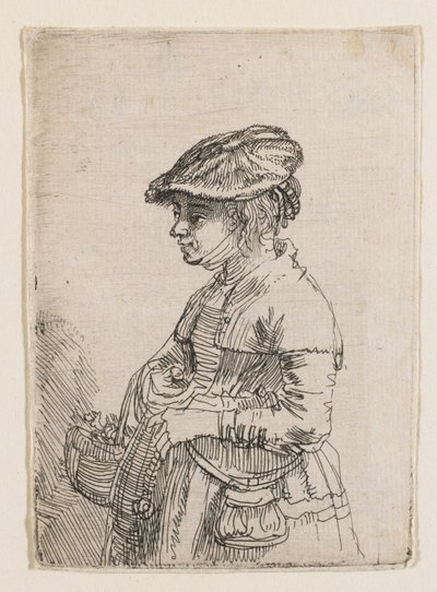 Jente med en kurv av Rembrandt van Rijn