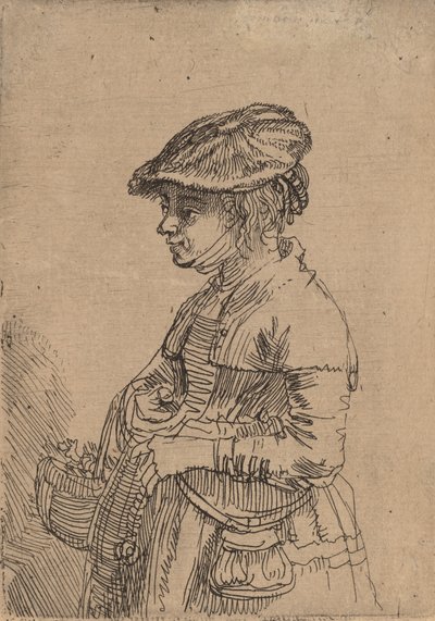 Jente med en kurv, ca. 1642. av Rembrandt van Rijn