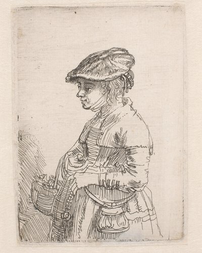 Jente med en kurv av Rembrandt van Rijn