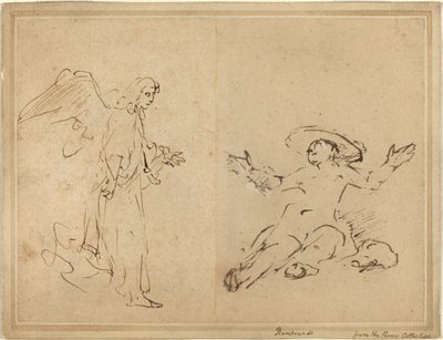 Hagar sitter ved fontenen av Rembrandt van Rijn