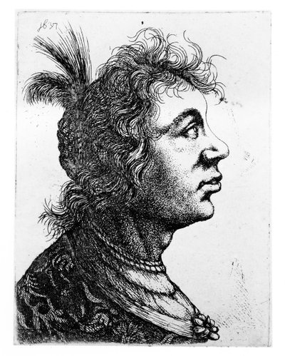 Hodet til en kvinne, 1637 av Rembrandt van Rijn