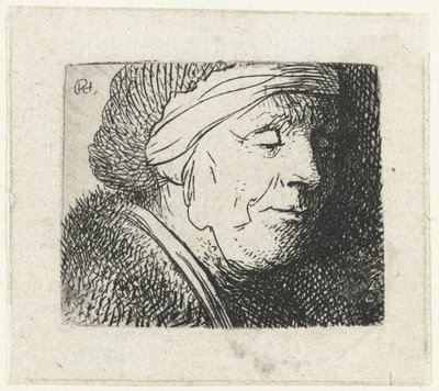 Hodet til en gammel kvinne av Rembrandt van Rijn