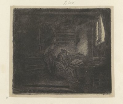 Hieronymus i en mørk studievertrek Samling av åttifem originaltrykk (serietittel) av Rembrandt van Rijn