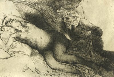 Jupiter og Antiope, ca. 1659 av Rembrandt van Rijn