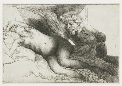 Jupiter og Antiope: den større platen av Rembrandt van Rijn