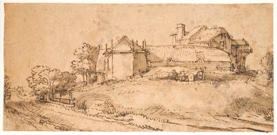 Landskap med et våningshus og en høylåve av Rembrandt van Rijn