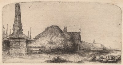 Landskap med en obelisk, ca. 1650. av Rembrandt van Rijn