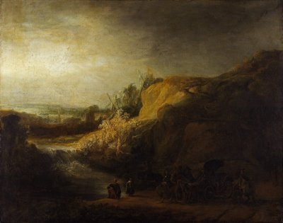 Landskap med dåp av evnukken av Rembrandt van Rijn
