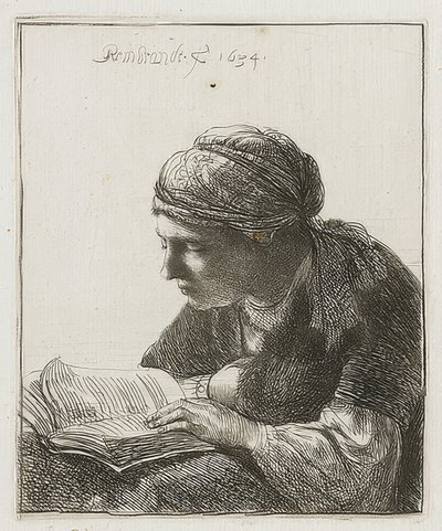 Lesende. 1634 av Rembrandt van Rijn