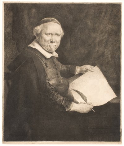 Lieven Willemsz van Coppenol, skrivemester: den større platen av Rembrandt van Rijn
