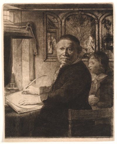 Lieven Willemsz van Coppenol, skrivemester: den mindre platen av Rembrandt van Rijn